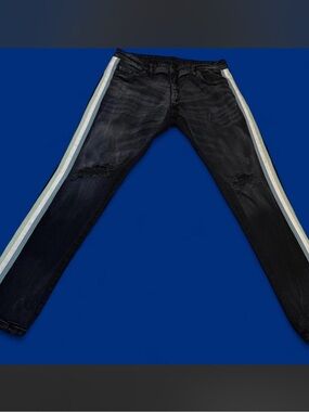 Jordan Craig Slim Straight Jeans with White and Mint Side Stripes